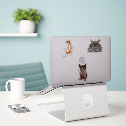 Cool Cat Memes Sticker (Laptop op bureau)