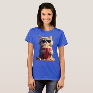 Cool Cat Movie Funny Feline Popcorn Lover T-shirt