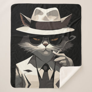 Cool Cat Noir: Elegante en mysterieuze kat Sherpa Deken