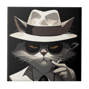 Cool Cat Noir: Soepele en mysterieuze kat Tegeltje