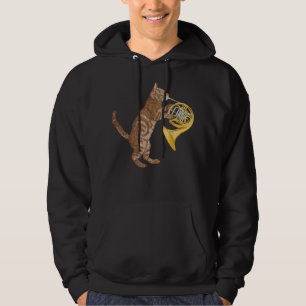 Cool Cat Plays French Horn Musician Orchestra Mu Hoodie