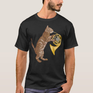 Cool Cat Plays French Horn Musician Orchestra Mu T-shirt