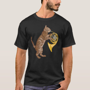 Cool Cat Plays French Horn Musician Orchestra Mu T-shirt