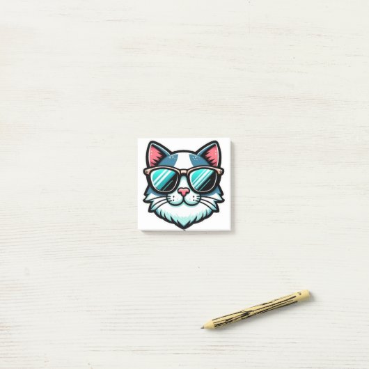 Cool Cat Post-it® Notes – Stylish Feline Memo Pads (Sur un bureau)