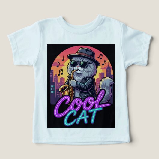 Cool Cat Saxophone – Retro Neon 90s Jazz Cat Desig (Design Recto)