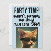 COOL CAT SCRIPT INVITATIONS ANNIVERSAIRES DE ENFAN (Devant)