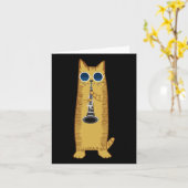Cool Cat-speelster voor Clarinet Design Hippy Hips Kaart (Gele Bloem)