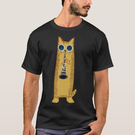 Cool Cat-speelster voor Clarinet Design Hippy Hips T-shirt (Voorkant)