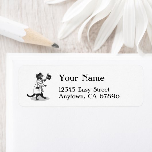 Cool Cat Top Hoed Aangepaste retour adreslabels Etiket (Insitu)