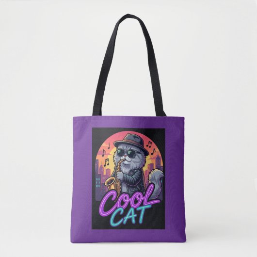 Cool Cat Trombone Player Music Quote Tote Bag (Devant)