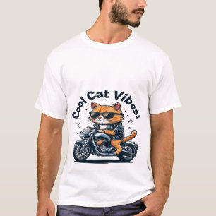 Cool Cat Vibes Motorfiets T-Shirt-Funny Biker Cat T-shirt