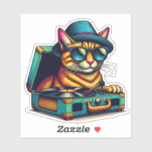 Cool Cat Vinyl Record Player Zonnebril Die-cut