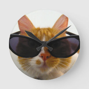 Cool Cat Wearing Sunglasses Clock Ronde Klok