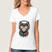 Cool Cat with Headphones and Sunglasses T-shirt (Voorkant)