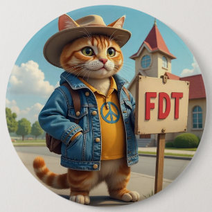 Cool Cat zegt FDT politiek Ronde Button 6,0 Cm