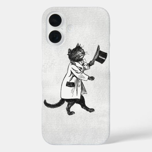 Cool Cat Zwart Wit Grunge iPhone Case (Achterkant)