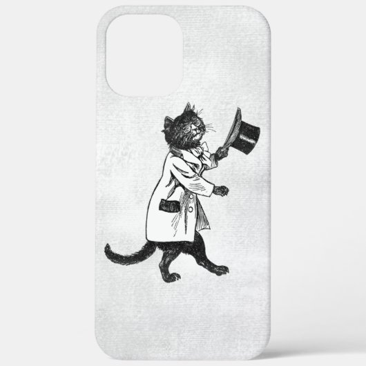Cool Cat Zwart Wit Grunge iPhone Case (Achterkant)