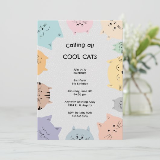 Cool Cats Anniversaire Party neutre invitation gen (Debout devant)