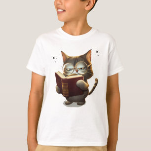 Cool Cats Dragen Bril Lees boek T-shirt