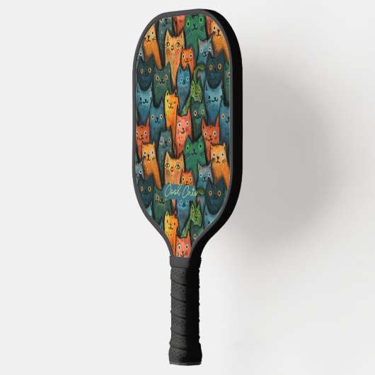 Cool Cats Kleurrijke Pickleball Paddle (Links)