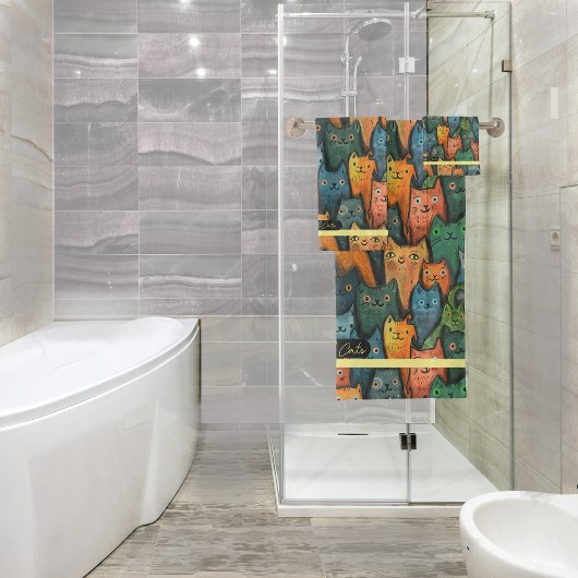 Cool Cats Waterverf Kleurrijke handdoek