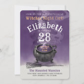 Cool Cauldron Paarse Magic Witch Verjaardagsfeest Kaart (Voorkant)