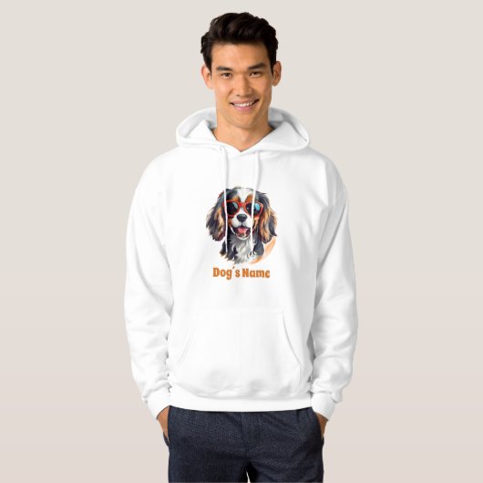 Cool Cavalier Koning Charles Spaniel met Zonnebril Hoodie (Voorkant volledig)