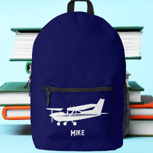 Cool Cessna Vliegtuig,Eenvoudig,Blauw,Luchtvaart Bedrukte Rugzak