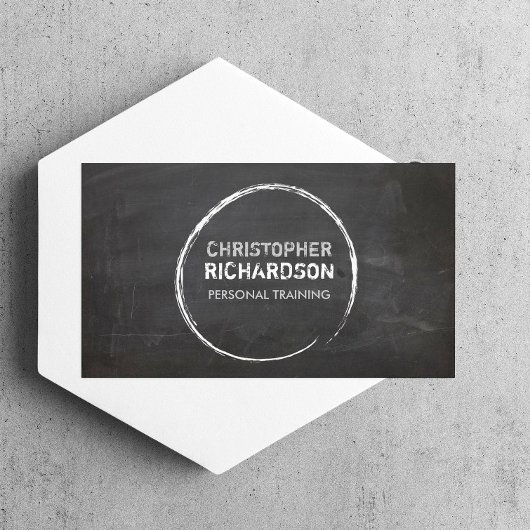 COOL CHALKBOARD CIRCLE MET JOUW NAAM VISITEKAARTJE