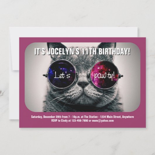 Cool Chat Anniversaire Fête Invitation (Devant)