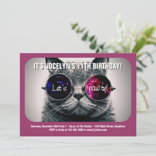 Cool Chat Anniversaire Fête Invitation (Debout devant)