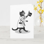 Cool Chat Art Vintage Carte d'anniversaire (Fleur jaune)