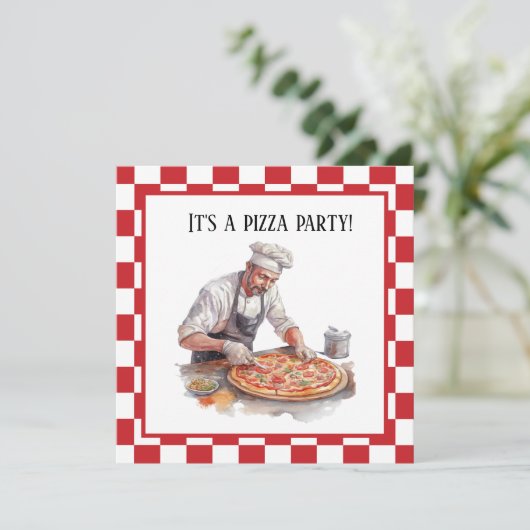 Cool chef pizza feest kaart (Staand voorkant)
