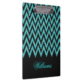 Cool chevron zigzag pauock blue faux glitter klembord (Rechts)