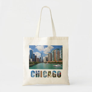 Cool Chicago River Skyline Foto Tote Bag