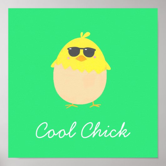 Cool Chick funky Easter yellow chick Poster (Voorkant)