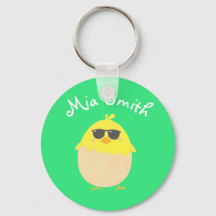 Cool Chick funky Easter yellow chick Sleutelhanger