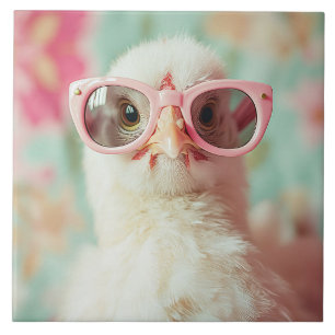 Cool Chick met roze bril Spring Tegeltje