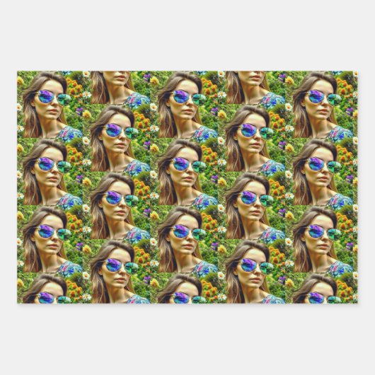 Cool Chicks in Zonnebril AI Art Inpakpapier Vel (Voorkant 3)
