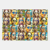 Cool Chicks in Zonnebril AI Art Inpakpapier Vel (Voorkant)
