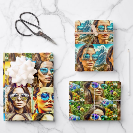Cool Chicks in Zonnebril AI Art Inpakpapier Vel (Voorkant)