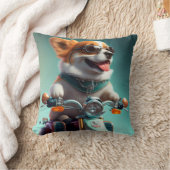 Cool chien biker conduit drôle coussin jetant (Couverture)