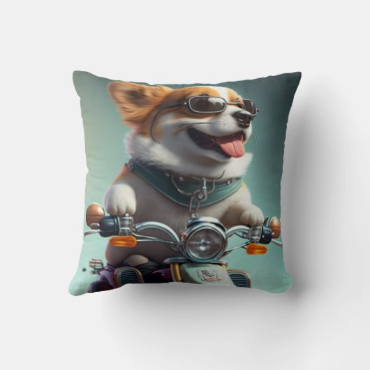Cool chien biker conduit drôle coussin jetant (Verso)