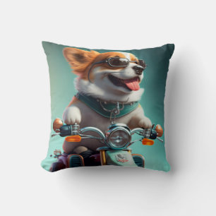 Cool chien biker conduit drôle coussin jetant