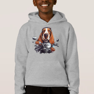 Cool chien biker, joli basset hound chien conducte