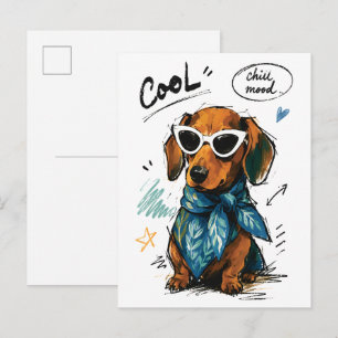 Cool Chill Mood Dachshund met zonnebril Briefkaart