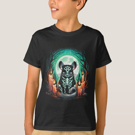 Cool Chinchilla Skeleton Halloween Christmas Birth T-shirt (Voorkant)