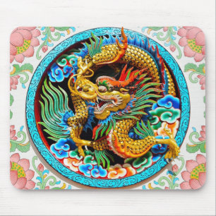 Cool chinese kleurrijke drakenverflotusbloem muismat