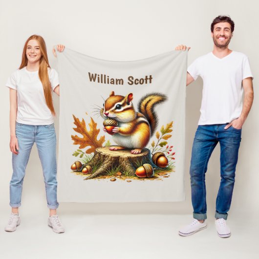 Cool chipmunk lovers add name  fleece deken (In situ)