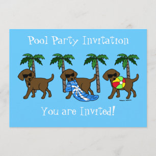 Cool Chocolade Labradors Pool Party Kaart